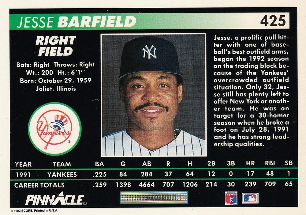 Jesse Barfield  baseball card collectible - Main Image 2