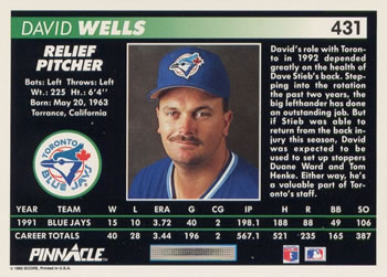 David Wells  baseball card collectible - Main Image 2