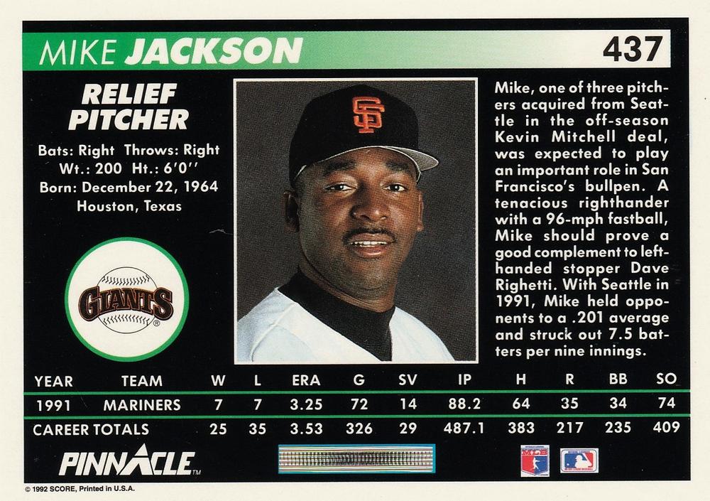 Mike Jackson  baseball card collectible - Main Image 2