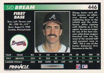 Sid Bream  baseball card collectible - Main Image 2