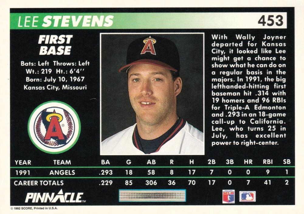 Lee Stevens  baseball card collectible - Main Image 2