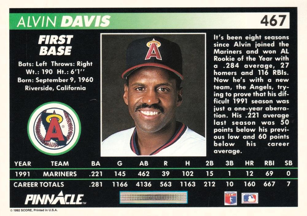 Alvin Davis  baseball card collectible - Main Image 2