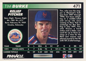 Tim Burke  baseball card collectible - Main Image 2
