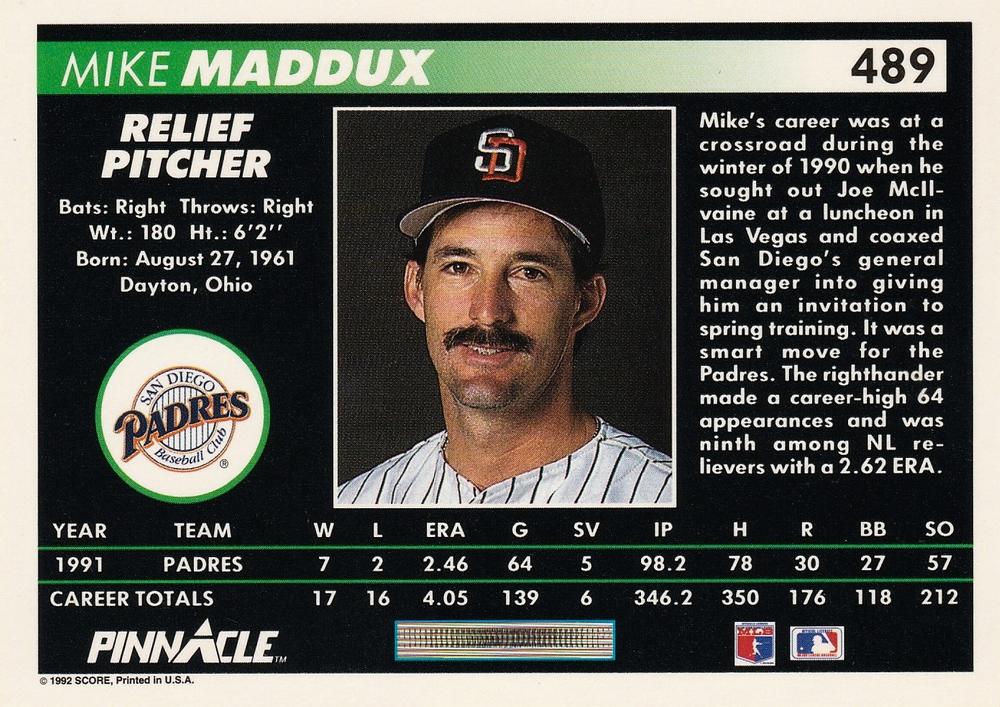 Mike Maddux  baseball card collectible - Main Image 2
