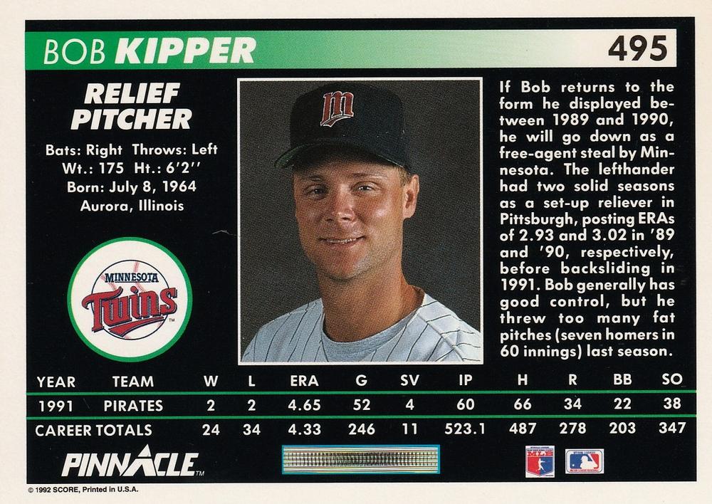 Bob Kipper  baseball card collectible - Main Image 2