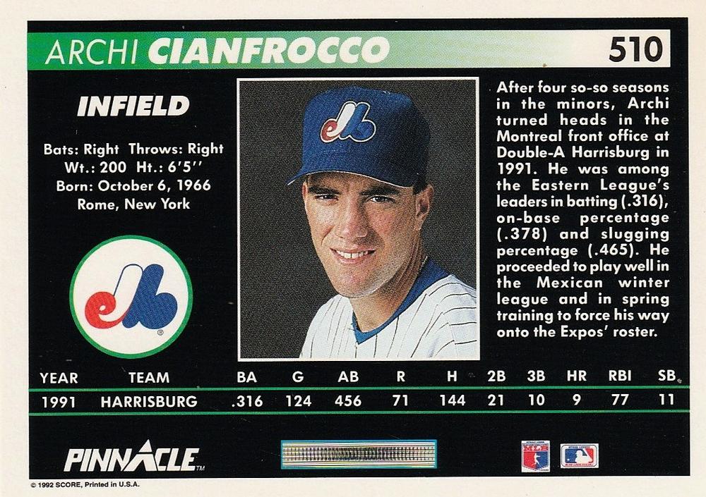 Archi Cianfrocco  baseball card collectible - Main Image 2