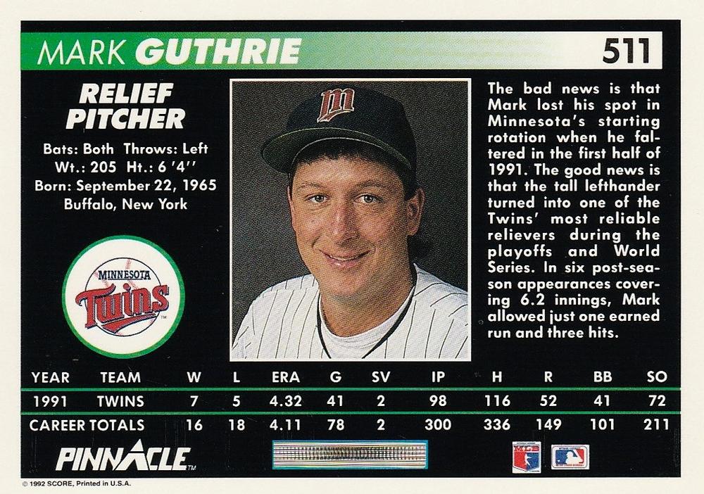 Mark Guthrie  baseball card collectible - Main Image 2