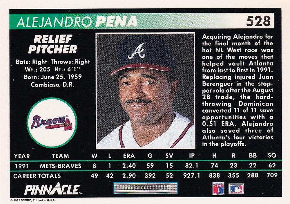 Alejandro Pena  baseball card collectible - Main Image 2