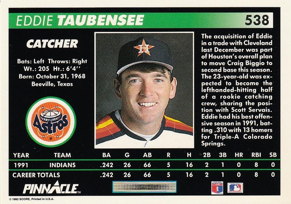 Eddie Taubensee  baseball card collectible - Main Image 2