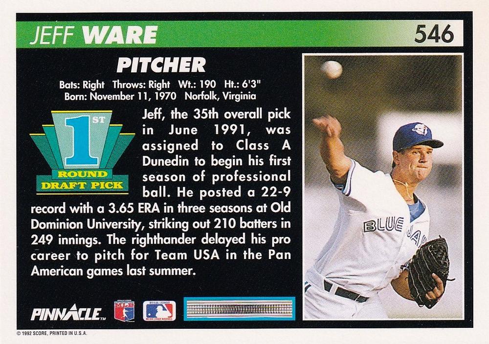 Jeff Ware  baseball card collectible - Main Image 2