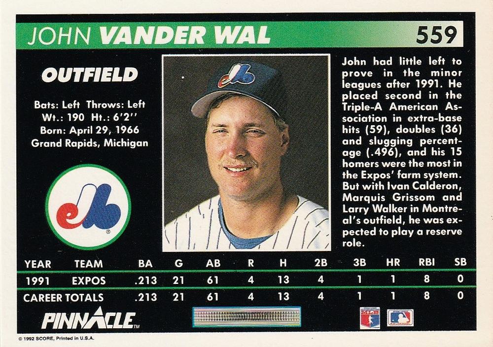 John Vander Wal  baseball card collectible - Main Image 2