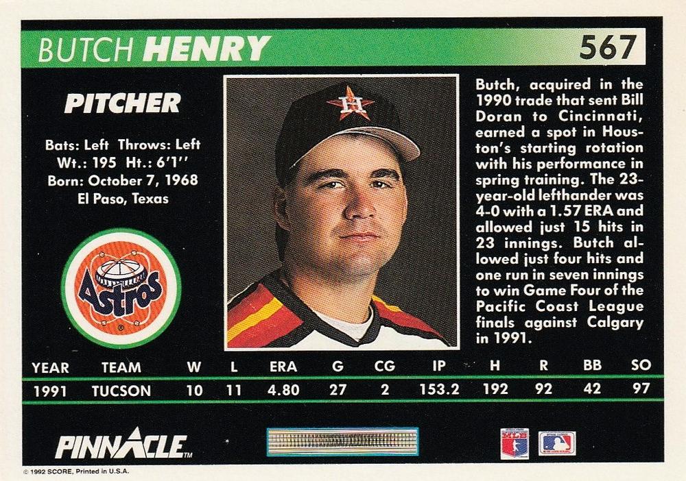 Butch Henry  baseball card collectible - Main Image 2