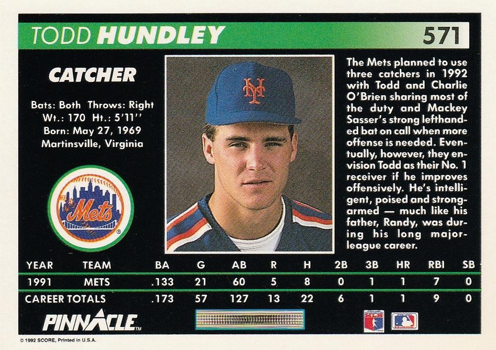 Todd Hundley  baseball card collectible - Main Image 2