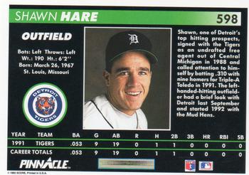 Shawn Hare  baseball card collectible - Main Image 2