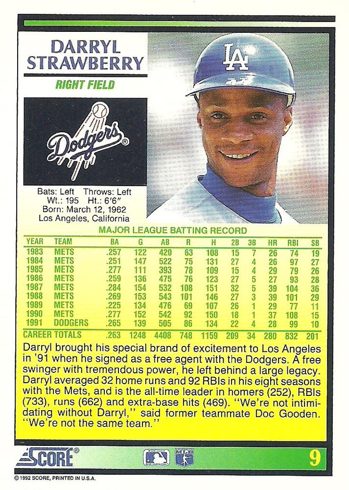 Darryl Strawberry  baseball card collectible - Main Image 2