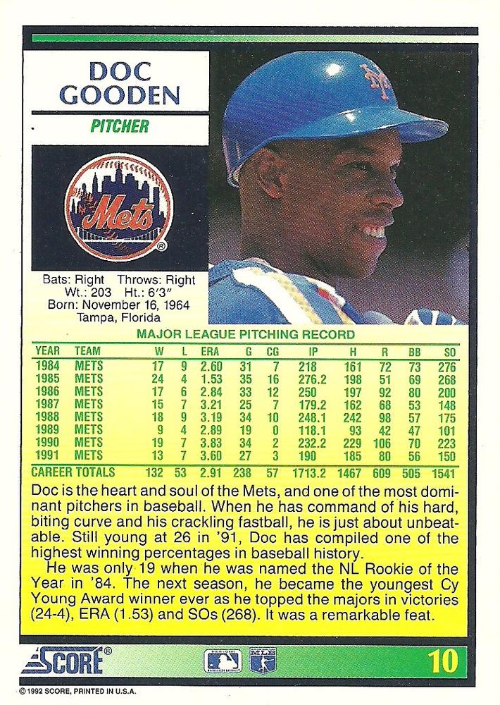 Doc Gooden  baseball card collectible - Main Image 2