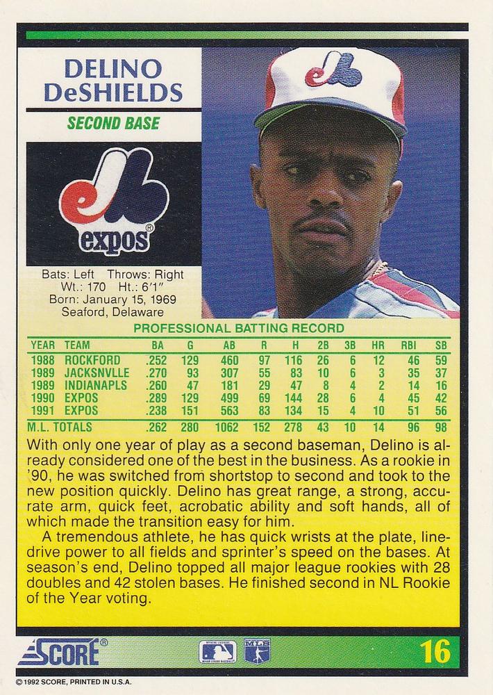 Delino DeShields  baseball card collectible - Main Image 2