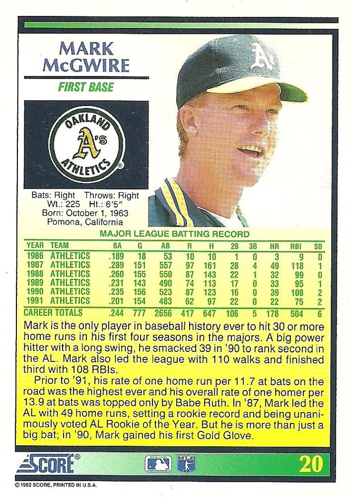 Mark McGwire  baseball card collectible - Main Image 2