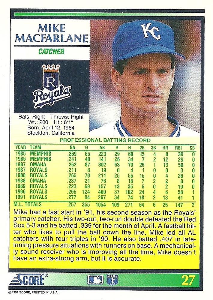 Mike Macfarlane  baseball card collectible - Main Image 2