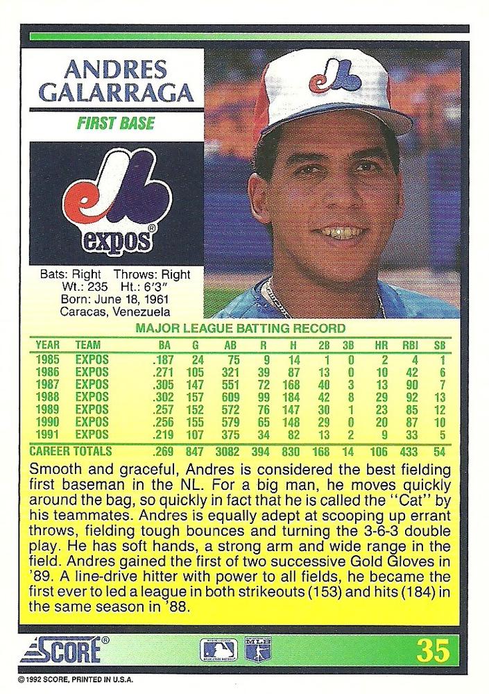 Andres Galarraga  baseball card collectible - Main Image 2