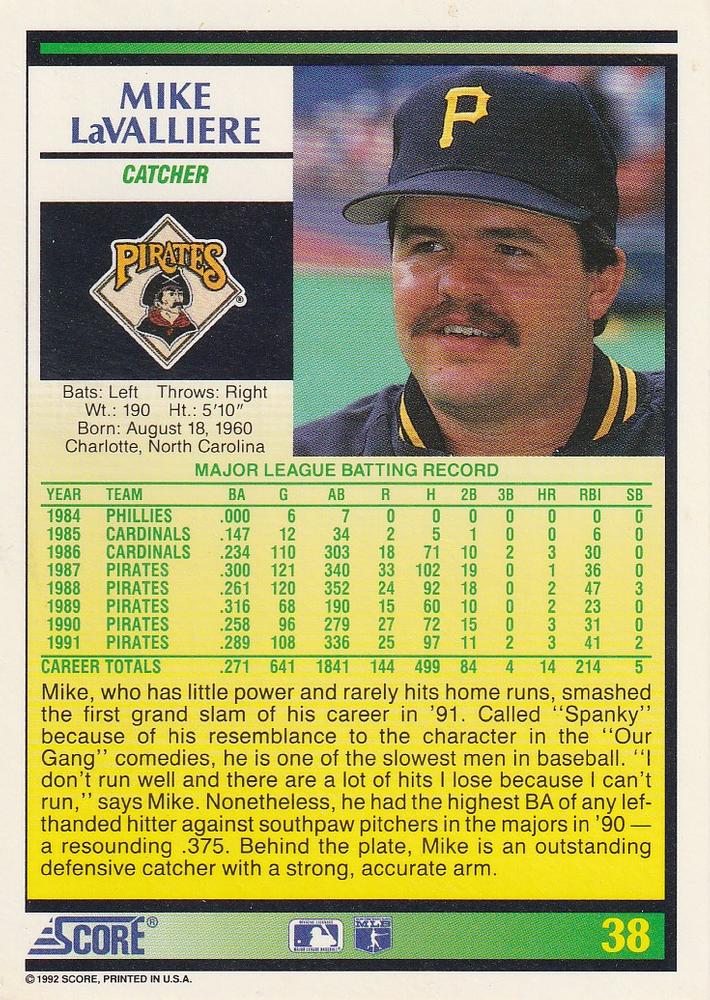 Mike LaValliere  baseball card collectible - Main Image 2