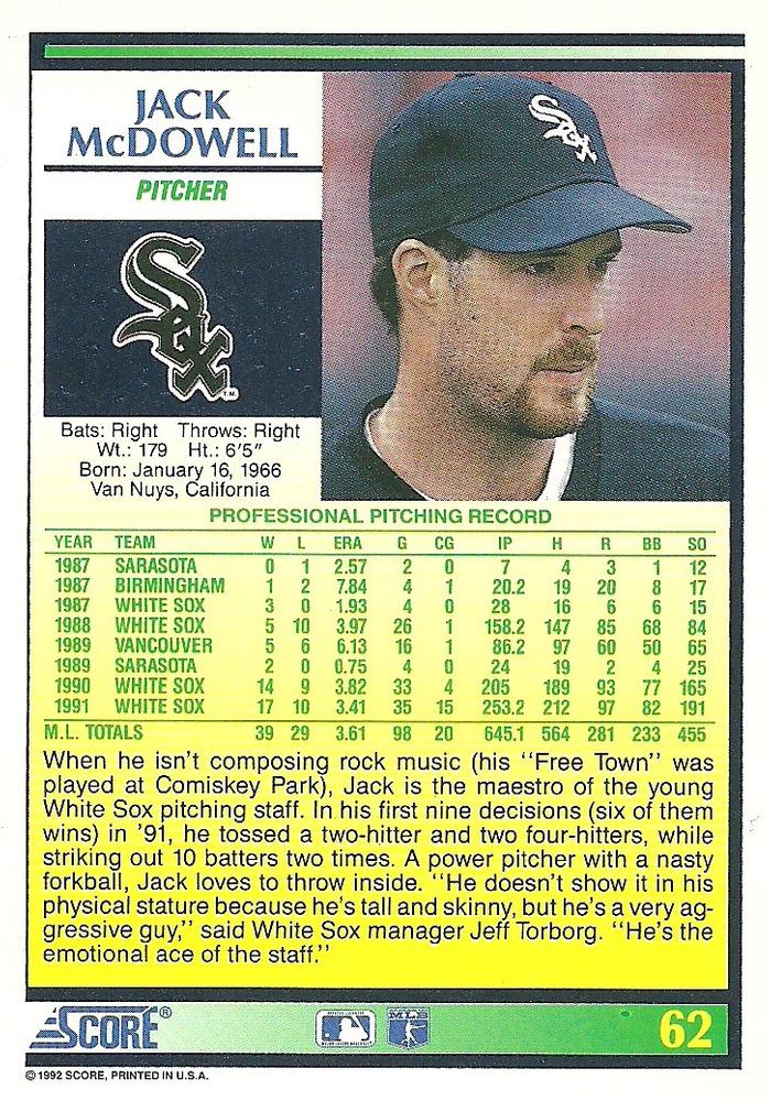 Jack McDowell  baseball card collectible - Main Image 2