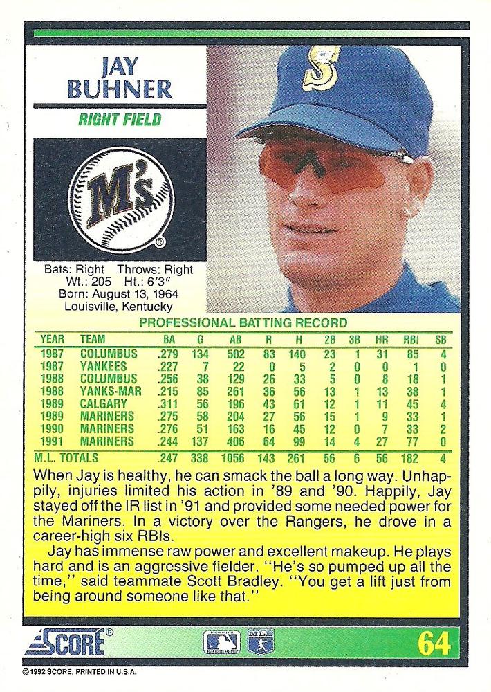 Jay Buhner  baseball card collectible - Main Image 2