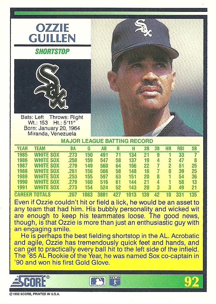 Ozzie Guillen  baseball card collectible - Main Image 2