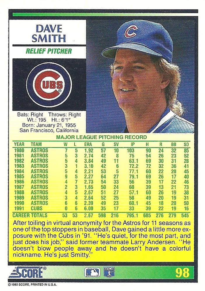 Dave Smith  baseball card collectible - Main Image 2