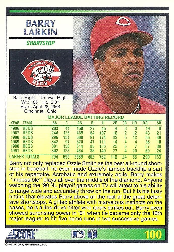 Barry Larkin  baseball card collectible - Main Image 2