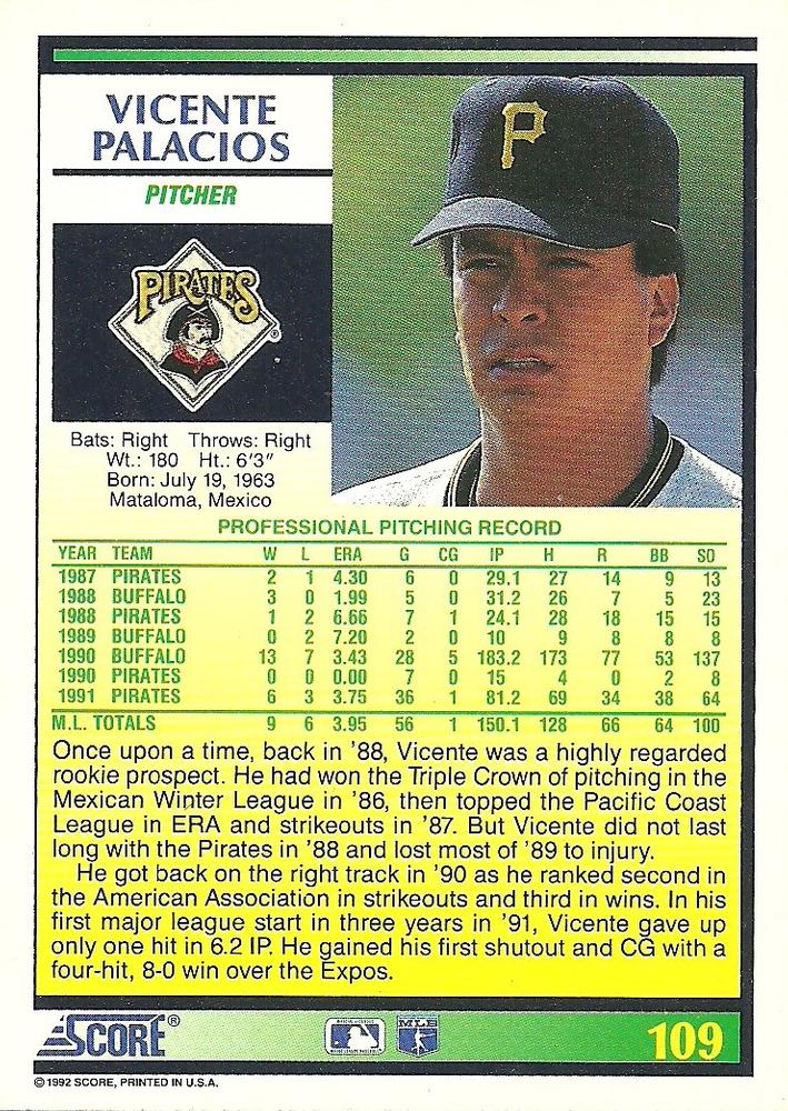 Vicente Palacios  baseball card collectible - Main Image 2