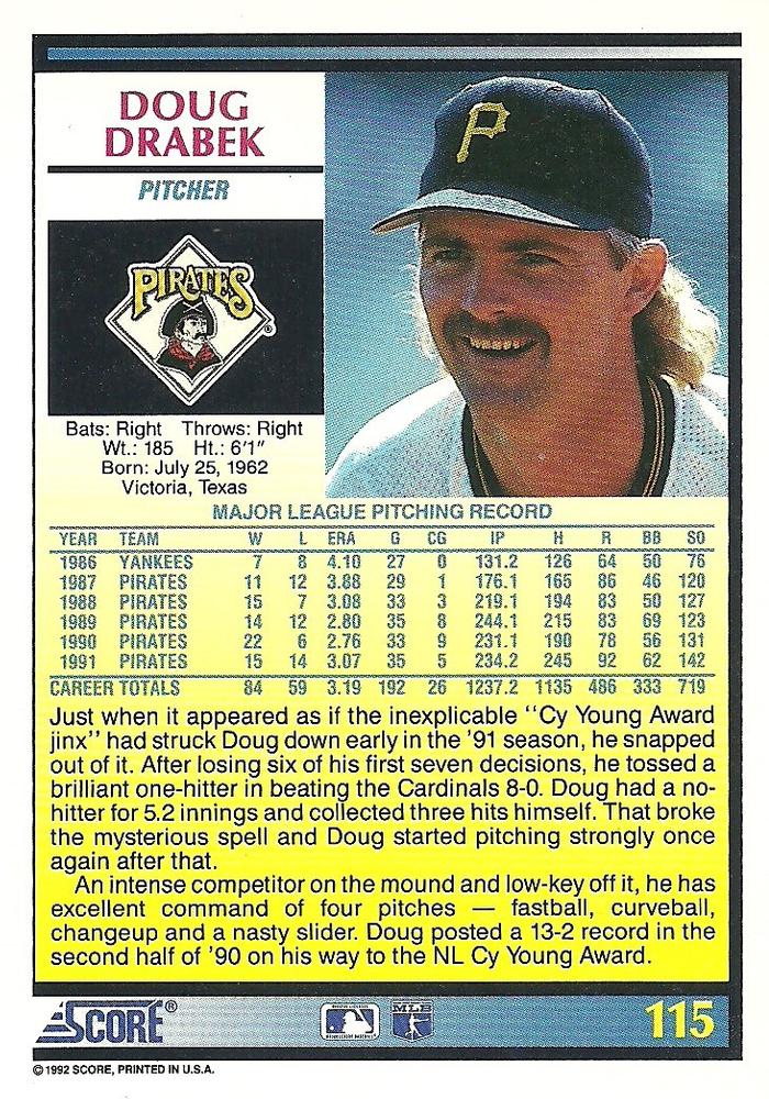 Doug Drabek  baseball card collectible - Main Image 2