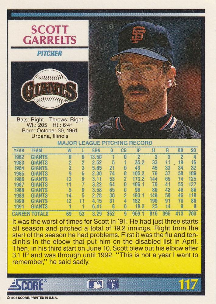 Scott Garrelts  baseball card collectible - Main Image 2