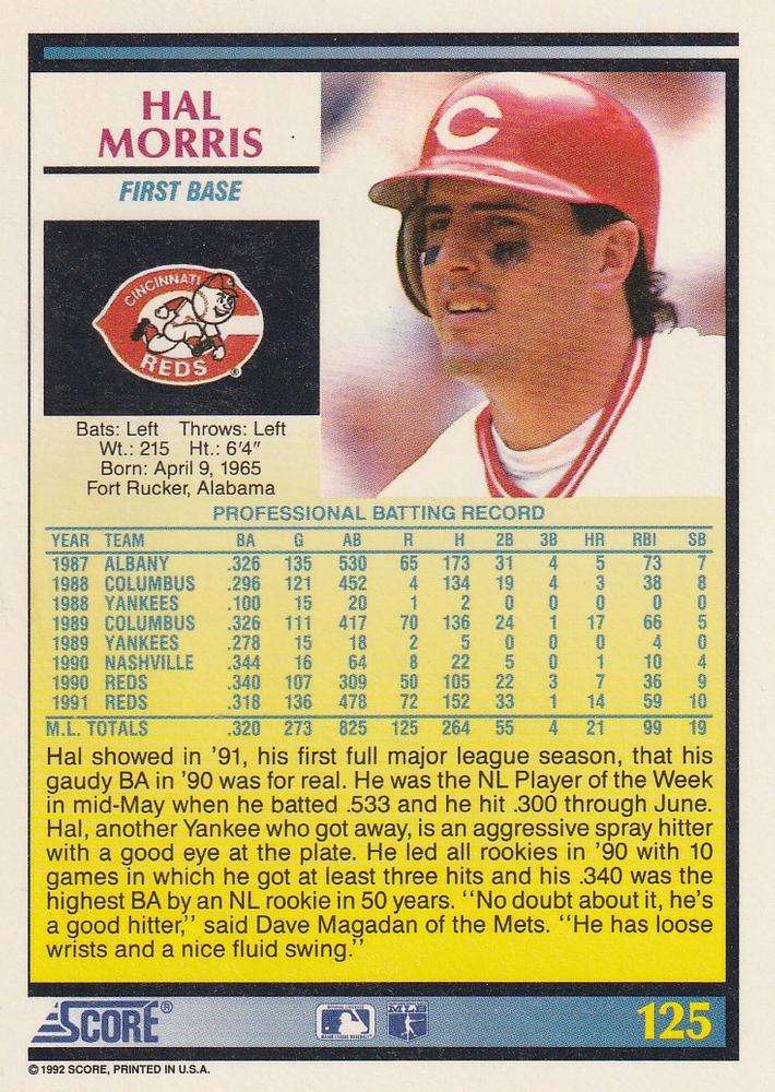 Hal Morris  baseball card collectible - Main Image 2