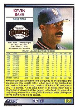 Kevin Bass  baseball card collectible - Main Image 2