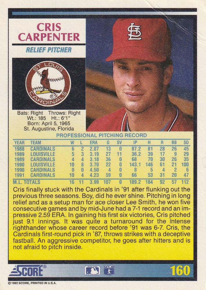 Cris Carpenter  baseball card collectible - Main Image 2