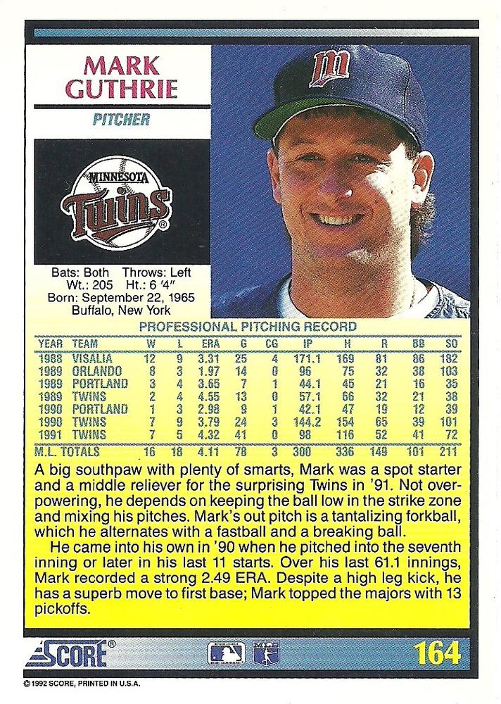 Mark Guthrie  baseball card collectible - Main Image 2