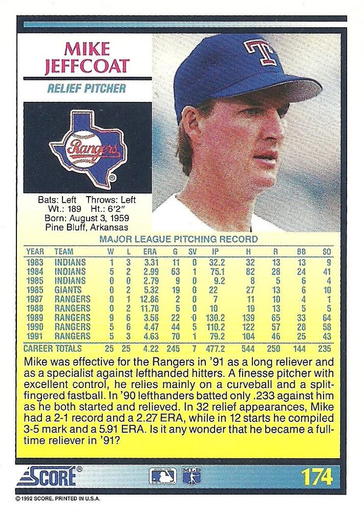 Mike Jeffcoat  baseball card collectible - Main Image 2