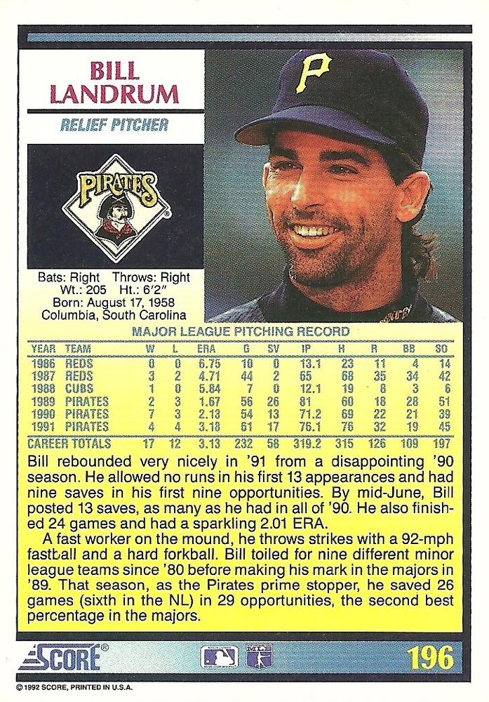 Bill Landrum  baseball card collectible - Main Image 2