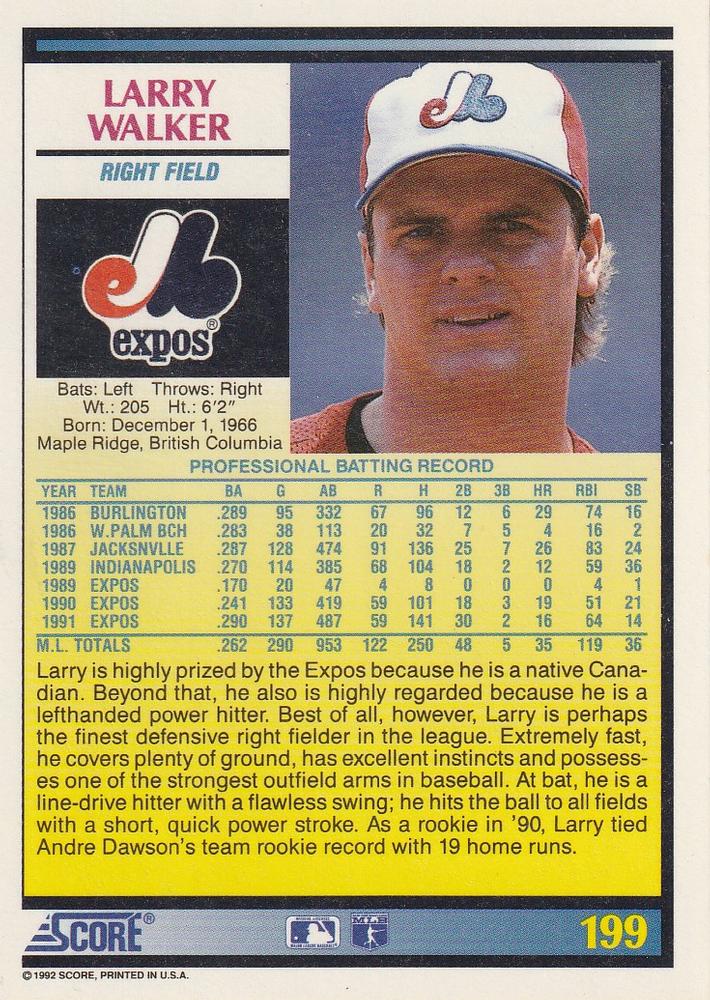 Larry Walker  baseball card collectible - Main Image 2