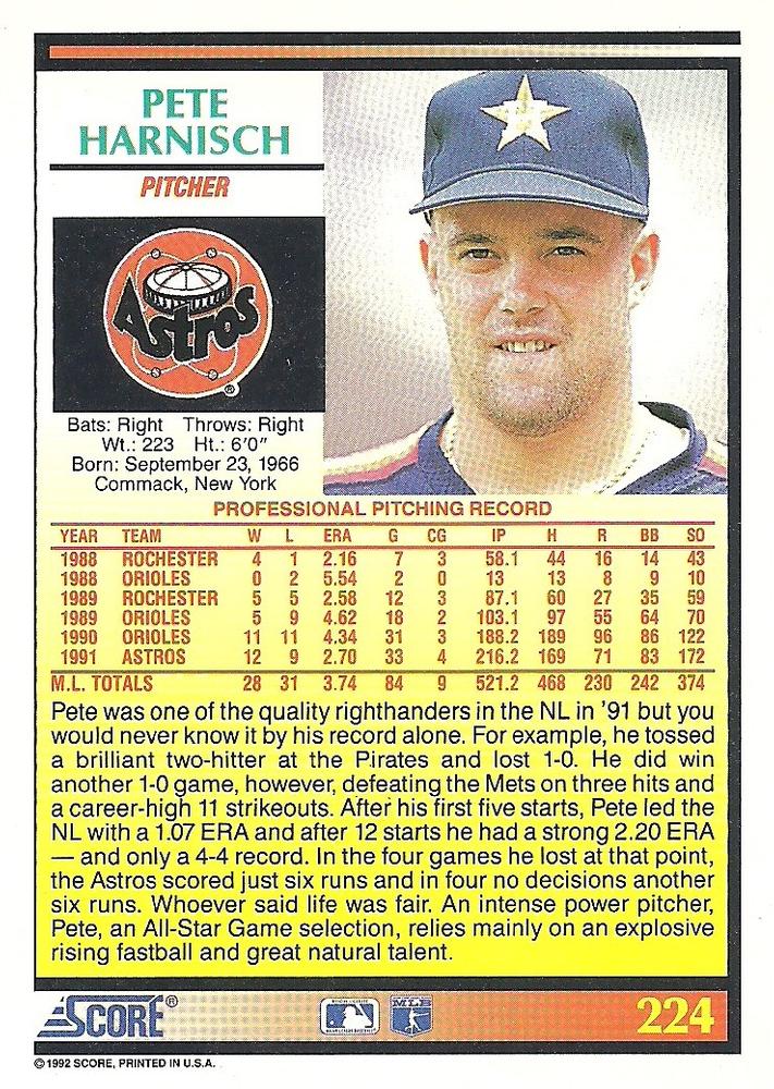 Pete Harnisch  baseball card collectible - Main Image 2