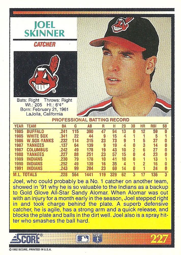 Joel Skinner  baseball card collectible - Main Image 2