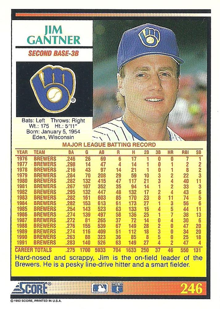 Jim Gantner  baseball card collectible - Main Image 2