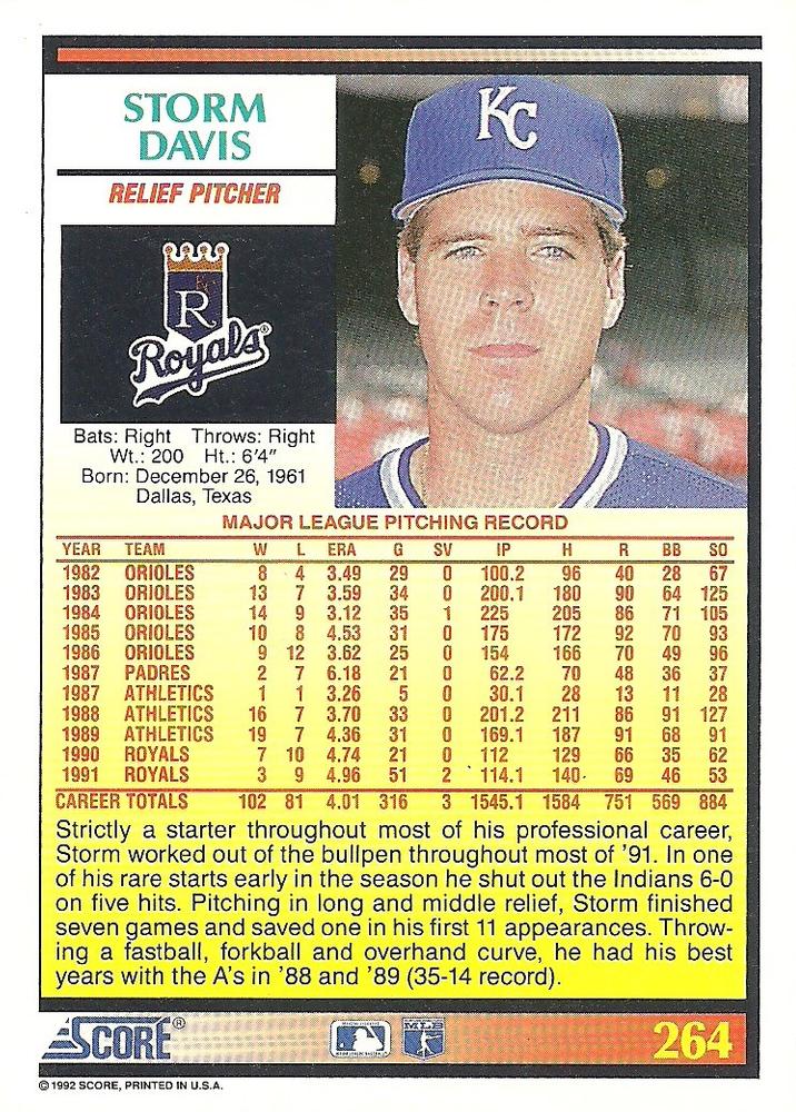 Storm Davis  baseball card collectible - Main Image 2