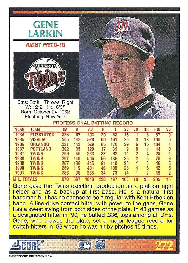 Gene Larkin  baseball card collectible - Main Image 2