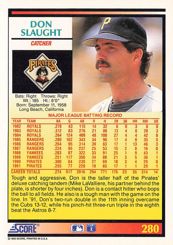 Don Slaught  baseball card collectible - Main Image 2