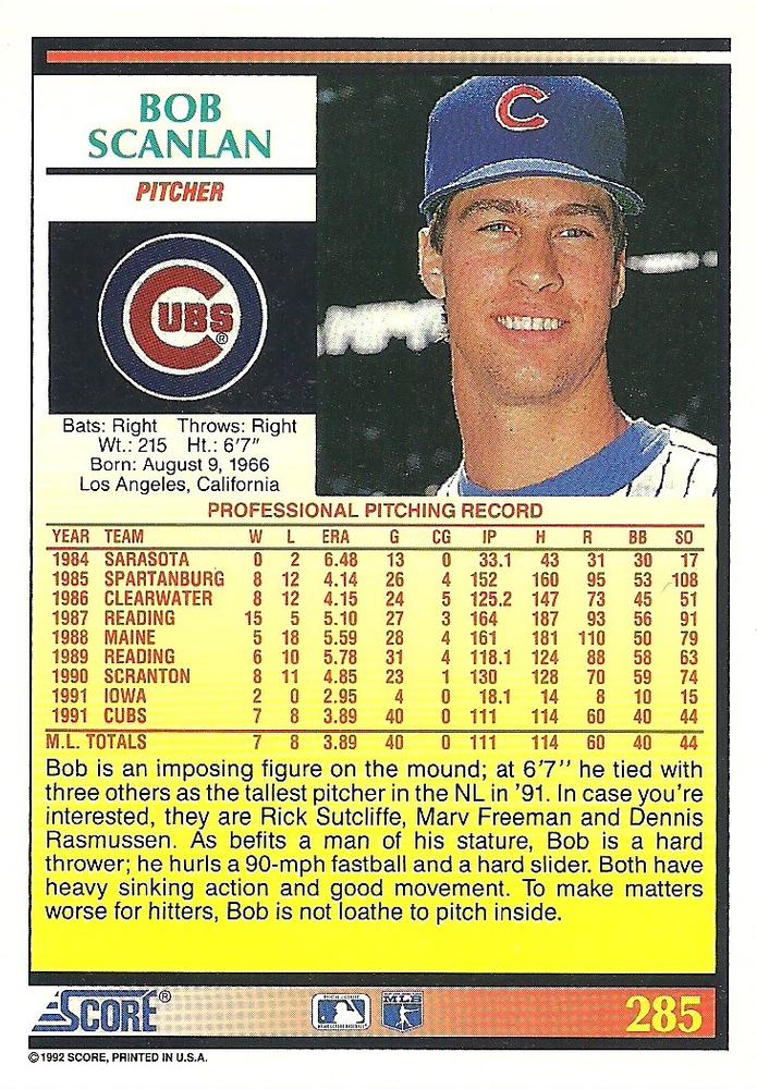 Bob Scanlan  baseball card collectible - Main Image 2