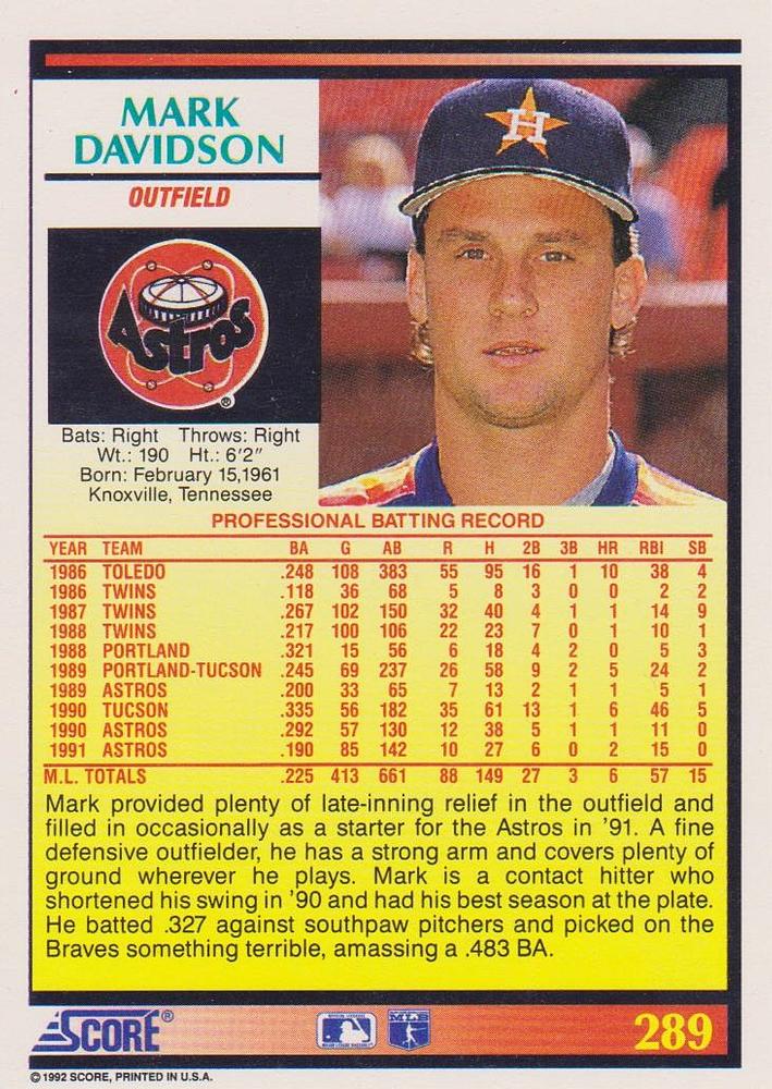 Mark Davidson  baseball card collectible - Main Image 2