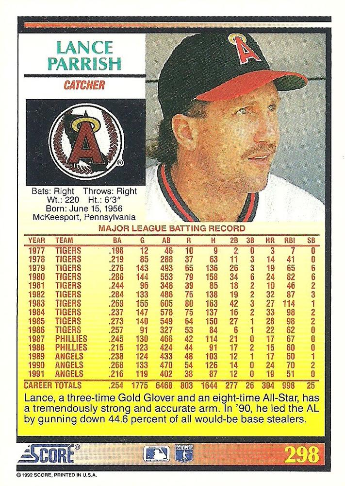 Lance Parrish  baseball card collectible - Main Image 2