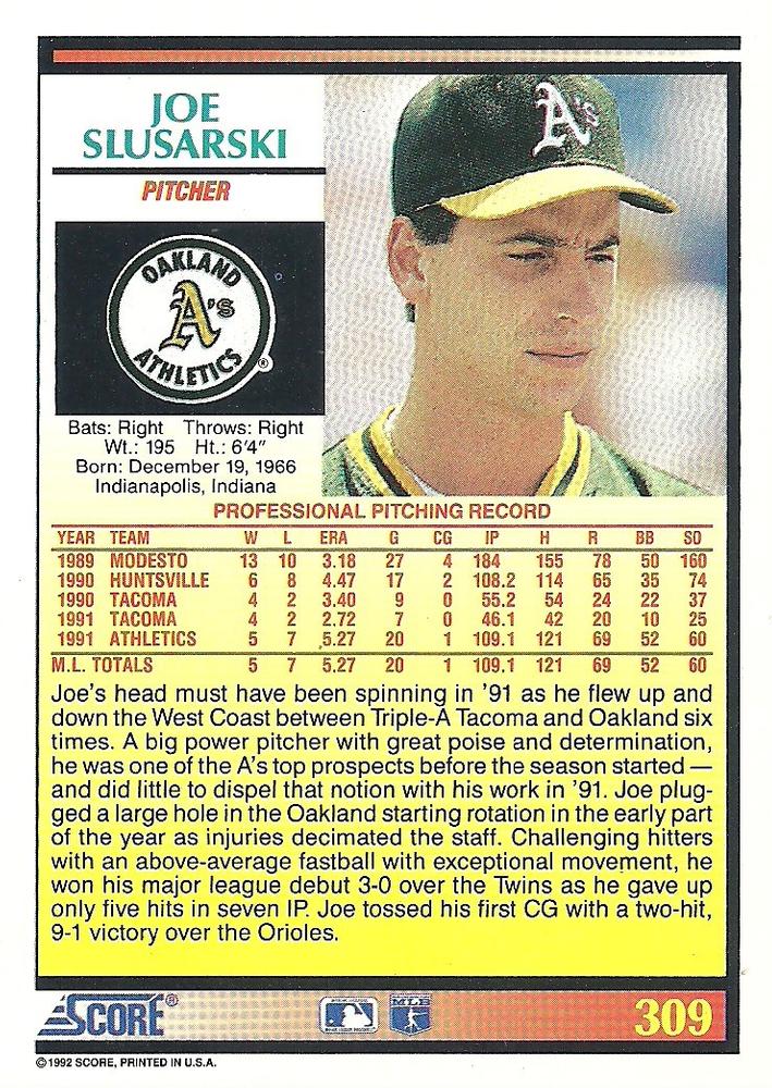 Joe Slusarski  baseball card collectible - Main Image 2